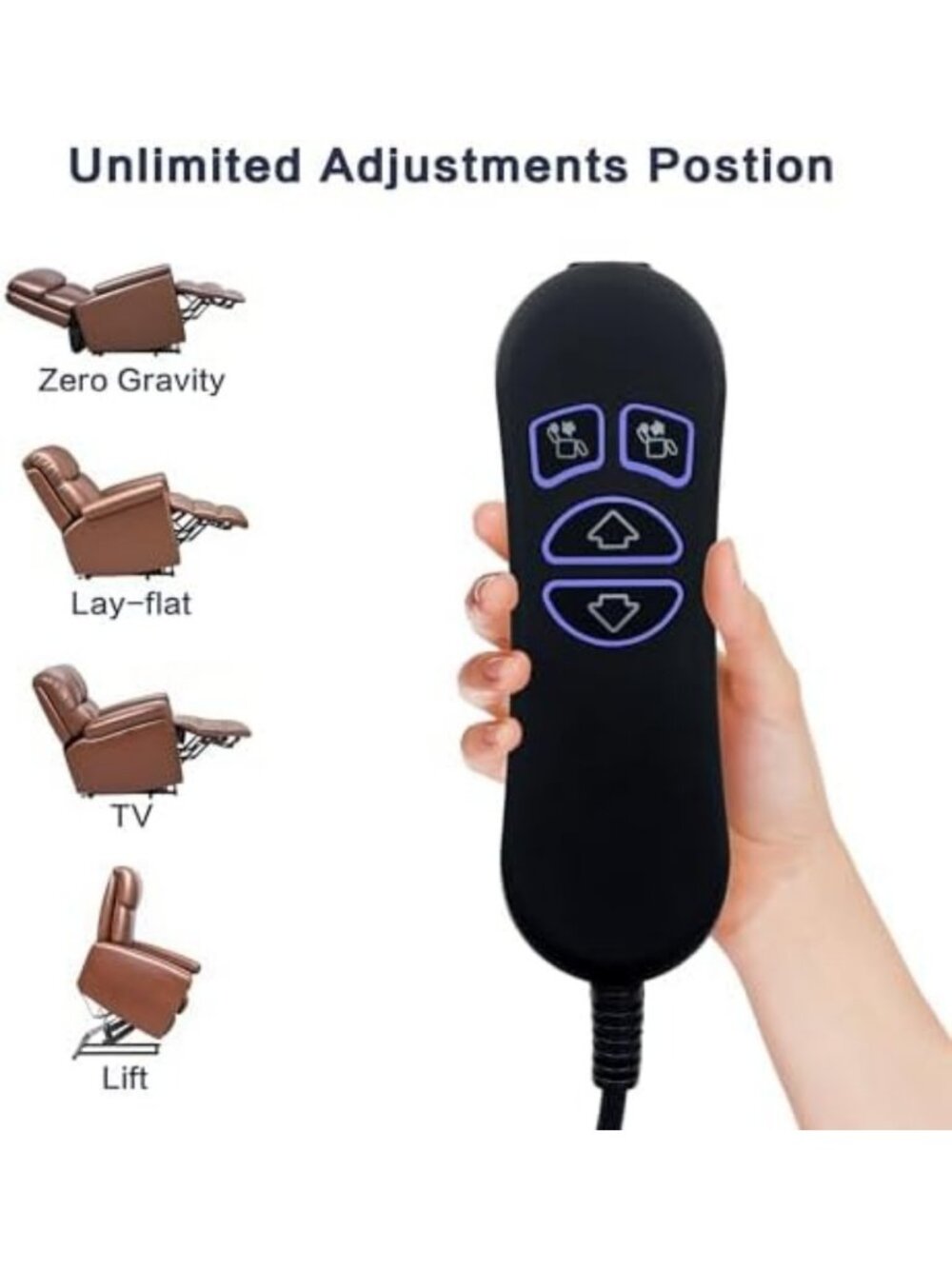 Backlit 4-Button Remote Control for Lift Chairs & Power Recliners - USB - Picture 5 of 7